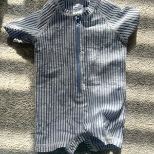 RuggedButts Blue Striped Kids Swim Rashguard